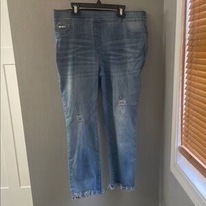 Coco + Carmen Light Blue Distressed Cropped Jeans